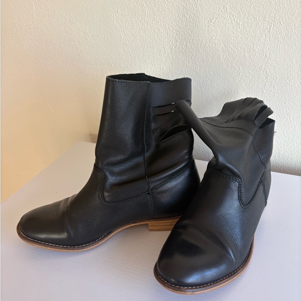 Black Leather Ankle Boots